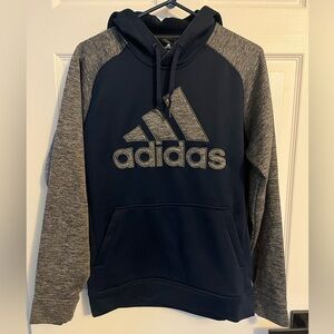 Adidas Men's Small Blue and Gray Logo Fleece Climawarm Hoodie